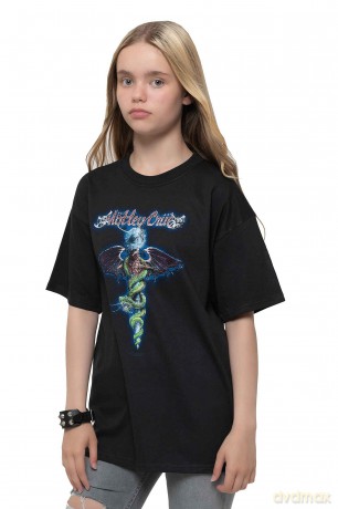 Motley Crue: Kids T-Shirt: Blue Dragon (Black) (7-8 Years)