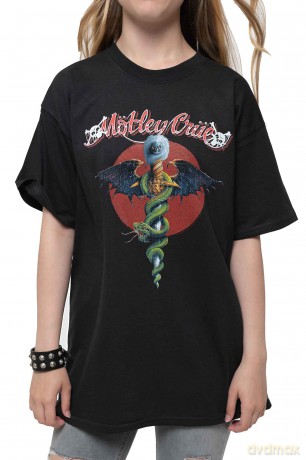 Motley Crue: Kids T-Shirt: Feelgood Red Circle (Black) (7-8 Years)