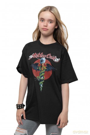 Motley Crue: Kids T-Shirt: Feelgood Red Circle (Black) (9-10 Years)