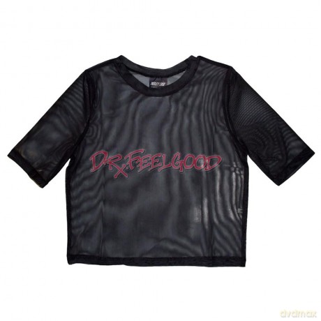 Motley Crue: Ladies Crop Top: Dr Feelgood (Black) (Mesh) (Large)