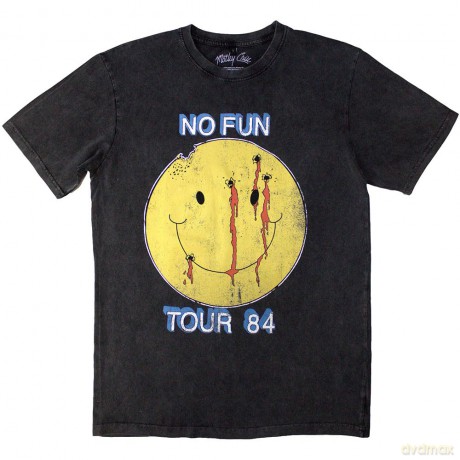 Motley Crue: Unisex Stone Wash T-Shirt: No Fun Tour '84 (Charcoal Grey) (Back Print) (Medium)