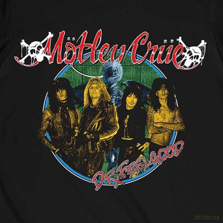 Motley Crue: Unisex T-Shirt: Dr Feelgood Circle Photo 1 (Black) (Back Print) (Medium)