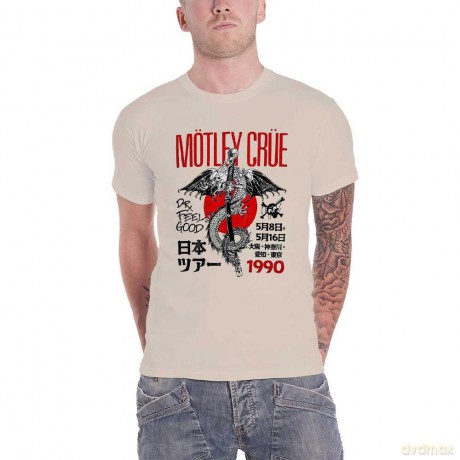 Motley Crue: Unisex T-Shirt: Dr. Feelgood Japanese Tour '90 (Natural) (Small)