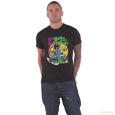Motley Crue: Unisex T-Shirt: Girls Girls Girls Japanese Tour '87 (Black) (Large)