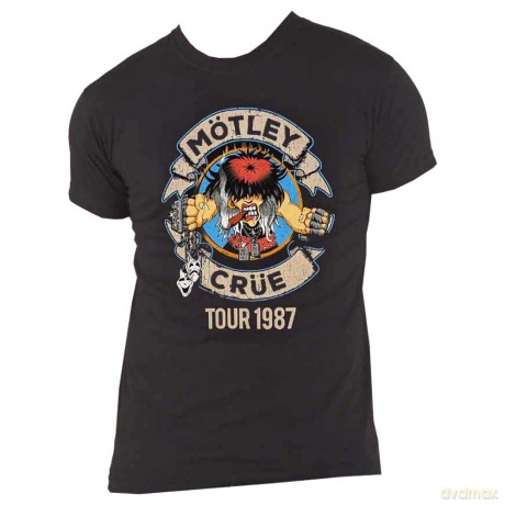 Motley Crue: Unisex T-Shirt: Girls Girls Girls Tour '87 (Black) (X-Large)