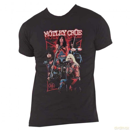 Motley Crue: Unisex T-Shirt: Live Montage Red (Black) (X-Large)