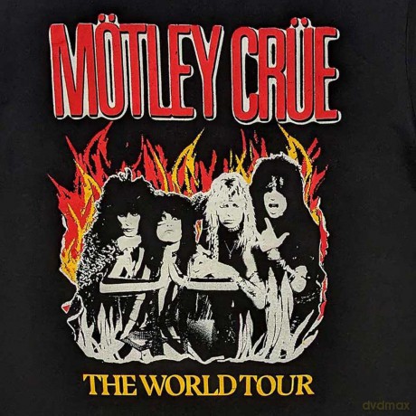 Motley Crue: Unisex T-Shirt: Vintage World Tour Flames (Black) (Medium)