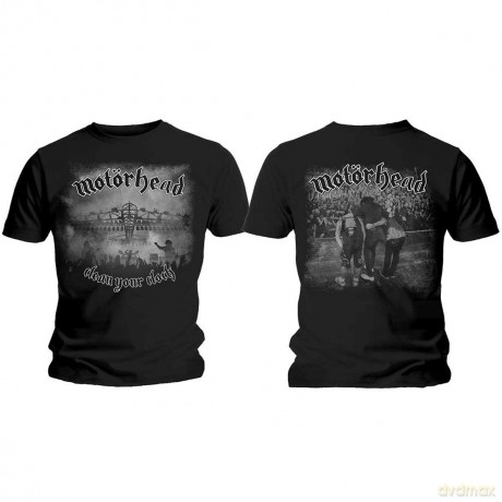 Motorhead: Men's Tee: Clean Your Clock B&W with Back Printing (X-Large)