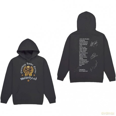 Motorhead: Unisex Pullover Hoodie: Everything Louder Forever (Charcoal Grey) (Back Print) (Medium)