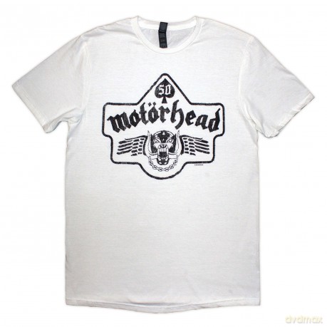 Motorhead: Unisex T-Shirt: 50 Years Ace Wings Emblem (White) (Small)