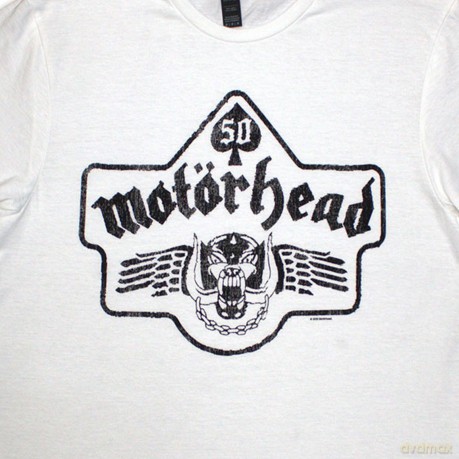 Motorhead: Unisex T-Shirt: 50 Years Ace Wings Emblem (White) (Small)