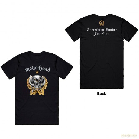 Motorhead: Unisex T-Shirt: Everything Louder Forever (Black) (Back Print) (Medium)