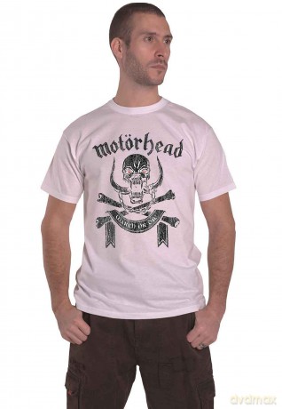 Motorhead: Unisex T-Shirt: March or Die (White) (Back Print) (Large)
