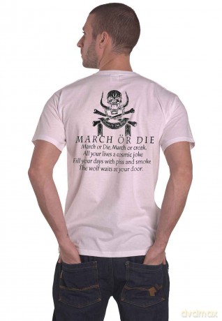 Motorhead: Unisex T-Shirt: March or Die (White) (Back Print) (Large)