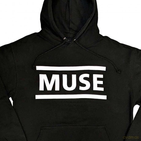 Muse: Unisex Pullover Hoodie: White Logo (Black) (Large)