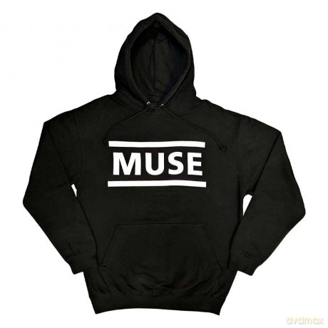 Muse: Unisex Pullover Hoodie: White Logo (Black) (Medium)