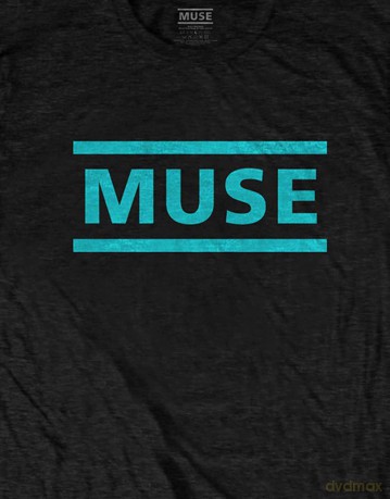 Muse: Unisex T-Shirt: Light Blue Logo (Black) (Small)