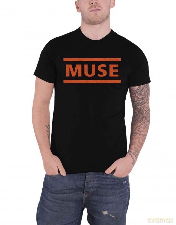 Muse: Unisex T-Shirt: Orange Logo (Black) (Medium)