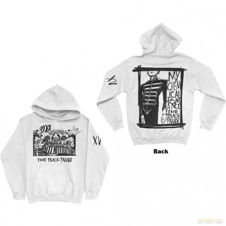 My Chemical Romance: Unisex Pullover Hoodie: XV Marching Frame (White) (Back Print) (Large)