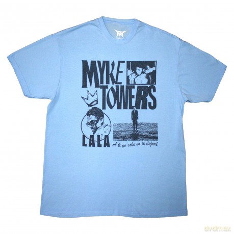 Myke Towers: Unisex T-Shirt: Lala Crown (Light Blue) (Small)