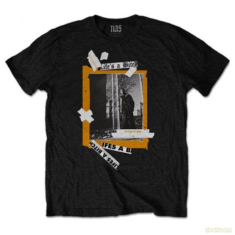 Nas: Unisex T-Shirt: Life's a Bitch (Black) (Back Print) (XXX-Large)