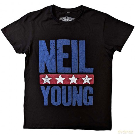 Neil Young: Unisex T-Shirt: Stars Logo (Black) (XX-Large)