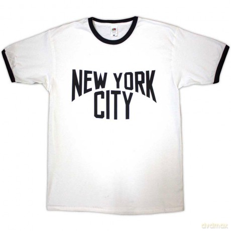 New York City: Unisex Ringer T-Shirt: Text Logo (White) (Small)