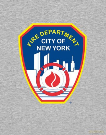 New York City: Unisex T-Shirt: Fire Dept. Badge (Grey) (Medium)