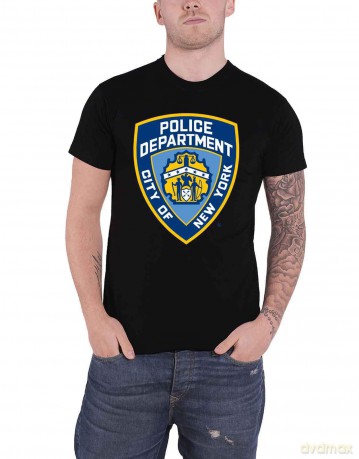 New York City: Unisex T-Shirt: Police Dept. Badge (Black) (Small)
