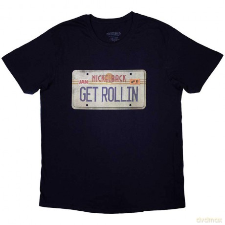 Nickelback: Unisex T-Shirt: License Plate (Navy Blue) (Small)