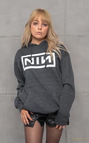 Nine Inch Nails: Unisex Pullover Hoodie: Classic Logo (Charcoal Grey) (Medium)