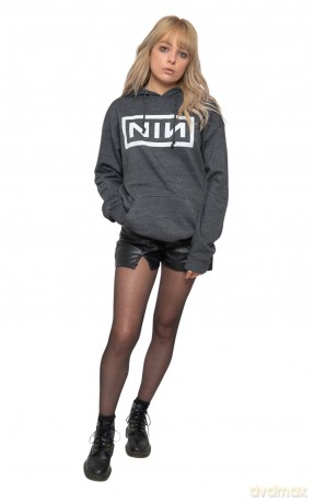 Nine Inch Nails: Unisex Pullover Hoodie: Classic Logo (Charcoal Grey) (Medium)