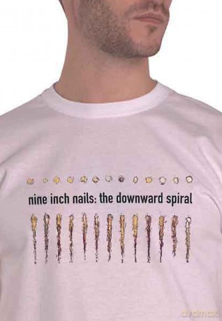Nine Inch Nails: Unisex T-Shirt: Downward Spiral (White) (Back Print) (Medium)