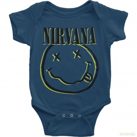 Nirvana: Kids Baby Grow: Inverse Happy Face (Navy Blue) (9-12 Months)