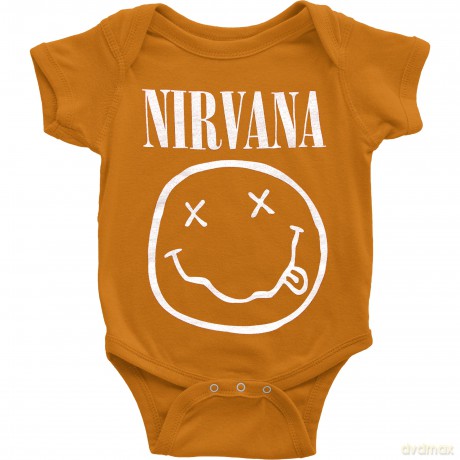 Nirvana: Kids Baby Grow: White Happy Face (Orange) (6-9 Months)