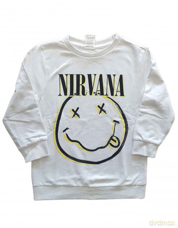 Nirvana: Kids Sweatshirt: Inverse Happy Face (White) (7-8 Years)