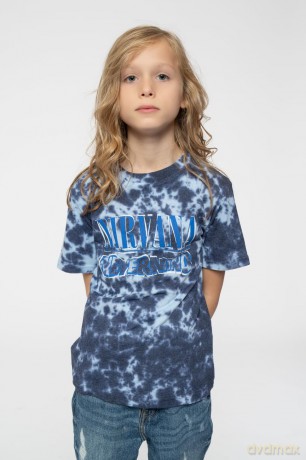 Nirvana: Kids T-Shirt: Nevermind Wavy Logo (Purple) (Wash Collection) (5-6 Years)
