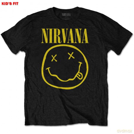 T: Nirvana Kids T-Shirt: Yellow Happy Face (Black) (5-6 Years)