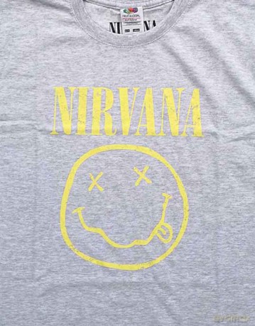 Nirvana: Kids T-Shirt: Yellow Happy Face (Heather Grey) (13-14 Years)