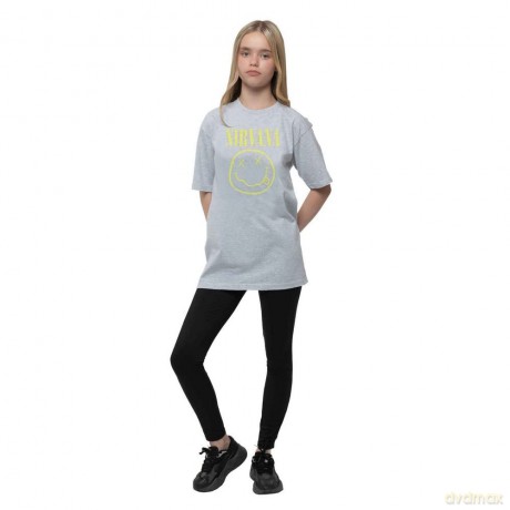 Nirvana: Kids T-Shirt: Yellow Happy Face (White) (7-8 Years)