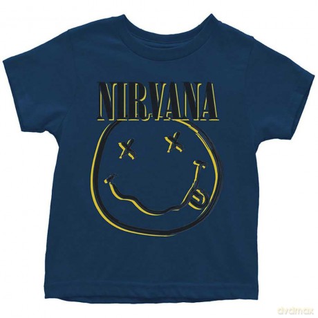 Nirvana: Kids Toddler T-Shirt: Inverse Happy Face (Navy Blue) (4 Years)