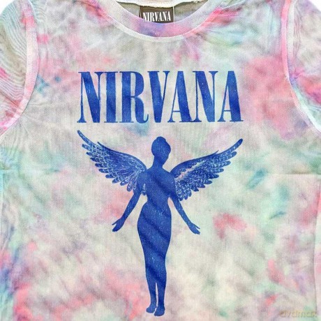 Nirvana: Ladies Crop Top: Angelic Blue Mono (White) (Mesh) (Medium)