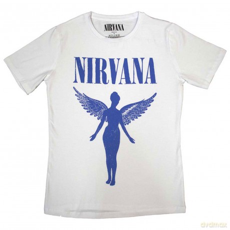 Nirvana: Ladies T-Shirt: Angelic Blue Mono (White) (Small)