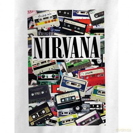 Nirvana: Ladies T-Shirt: Cassettes (White) (Large)