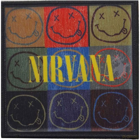 Nirvana: Standard Patch: Distressed Happy Face Blocks