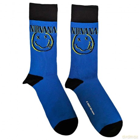 Nirvana: Unisex Ankle Socks: Inverse Happy Face (Blue) (UK Size 7 - 11)
