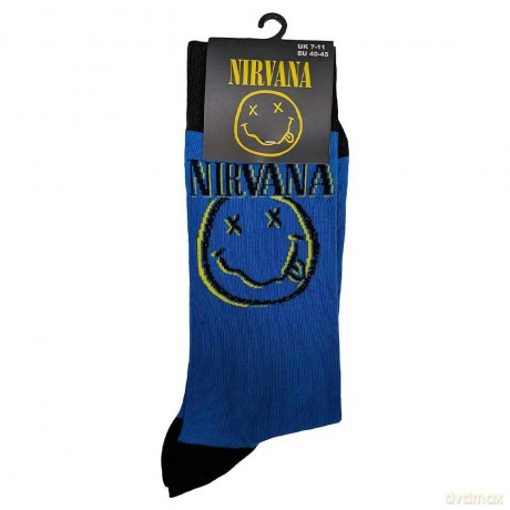 Nirvana: Unisex Ankle Socks: Inverse Happy Face (Blue) (UK Size 7 - 11)