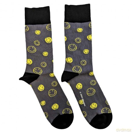 Nirvana: Unisex Ankle Socks: Mixed Happy Faces (Charcoal Grey) (UK Size 7 - 11)