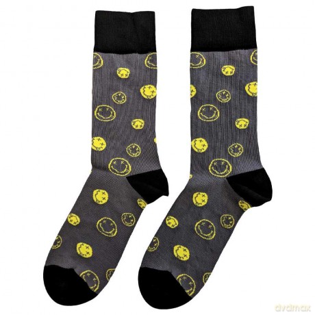 Nirvana: Unisex Ankle Socks: Mixed Happy Faces (Charcoal Grey) (UK Size 7 - 11)