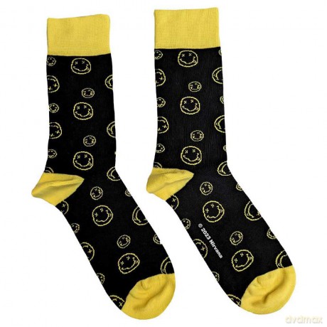 Nirvana: Unisex Ankle Socks: Outline Happy Faces (Black) (UK Size 7 - 11)